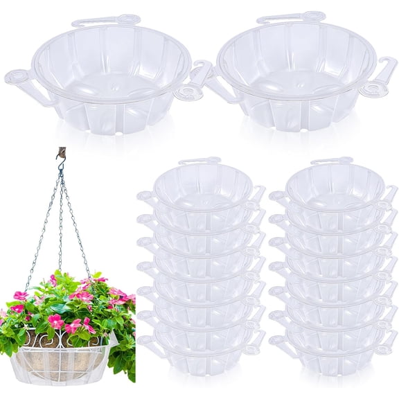 20 PCS 10 Inch Hanging Basket Water Catcher Bulk Plastic Plant Saucers Drip Pans for Plants Water Catcher for Indoor Outdoor Hanging Basket Flower Pot