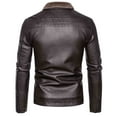 thumbnail image 4 of Maoxin Mens Jackets Men's Lapel Leather Jacket Casual Loose Men's Leather Jacket Solid Color Long Sleeved Hooded Casual Jacket/jacket Brown M, 4 of 7