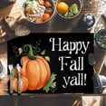 thumbnail image 6 of Orange Pumpkin Placemats Set of 8 Black Happy Fall Yall Heat Insulated Linen Place Mats, Washable Stain-Proof Table Mats for Dining Tables Holiday Decor 13x19inch, 6 of 9