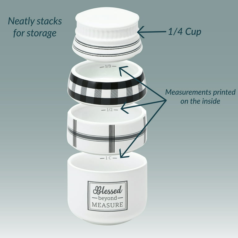 Mason Jar Measuring Cups - Ceramic Measuring Cups - Stackable Measuring  Cups - Blue Mason Jar Measuring Cup Set - Rustic Kitchen Accessories &  Decor 