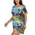 thumbnail image 2 of Balery Pop Art Colorful Cows Pattern Womens Pajama Sets 2 Piece Soft Short Sleeve Top and Shorts Sleepwear Round Neck Pjs Lounge Set with Pockets-4X-Large, 2 of 7