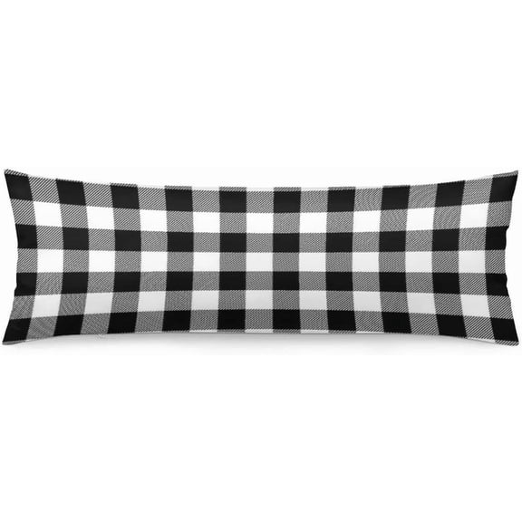 Buffalo Check Plaid Body Pillow Cover Geometric Rustic Checkered Plaids Black and White Long Pillow Case with Zipper Decorative Bedding Pillowcase Farmhouse Cushion Covers for Bedroom,Couch 20"x54"