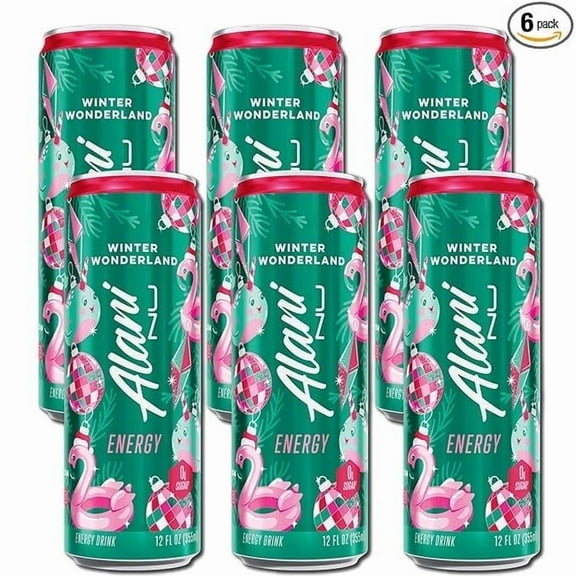 Alani Energy Drink Winter Wonderland Sugar Free, Low Calorie, 12 Fl oz 6ct