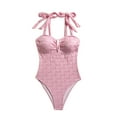 thumbnail image 2 of Sentmoon Women's Swimsuits with Built in Bra Spaghetti Strap Oversized Bikini Sets Women Solid Color Backless Strap Bikini Swimsuit Mesh Bikini Set Delightful for Large Bust & Support S, 2 of 7