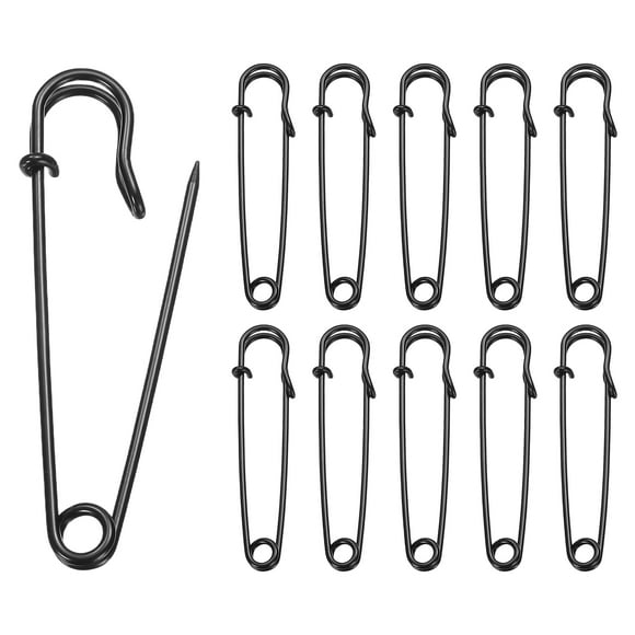 Uxcell 20pcs Safety Pins 2.24 Inch (57mm) Electroplated Steel Large Safety Pin Heavy Duty Sewing Safety Pins Bulk for Clothes Sewing Arts DIY Crafts, Black