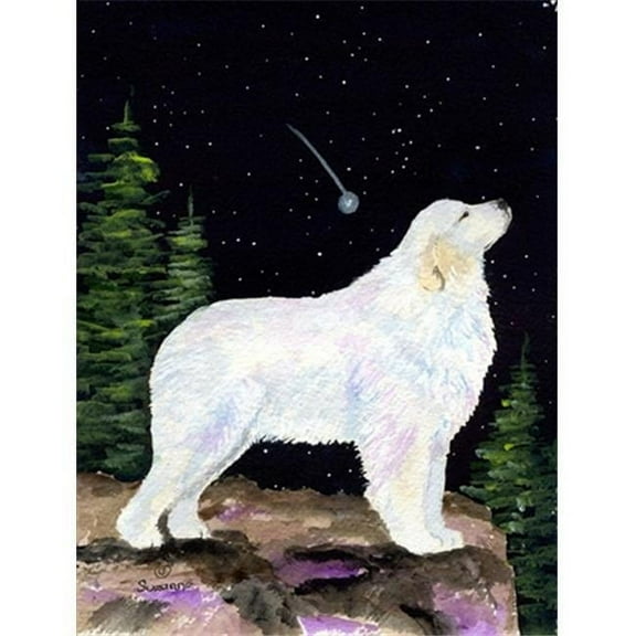 Starry Night Great Pyrenees Canvas Flag - House Size, 28 x 40 in.