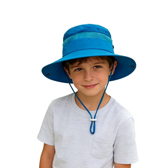 zrova Outdoor Kids Sun Hat for Boys Girls Wide Brim Mesh Bucket Hat UPF 50  Sun Protection Breathable Summer Fishing Safari Hat