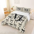thumbnail image 2 of Manfei Ribbon Bow Tie M Personalized Initial Full Size Comforter Sets 3 Pieces for Kids Girls,Teens Vintage Black Polka Dots Bedding Sets,Ultra Soft Home Decor, 2 of 6