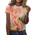 thumbnail image 3 of Bee And Flowers T-Shirts Casual T-Shirt Short Sleeve Women Trendy Tshirt Beach Custom Tops, 3 of 5