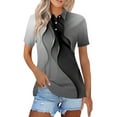 thumbnail image 2 of Jewelreauty Casual Tunic Tops for Women Button Neck Short Sleeve Summer Blouses Tee Shirts, 2 of 5