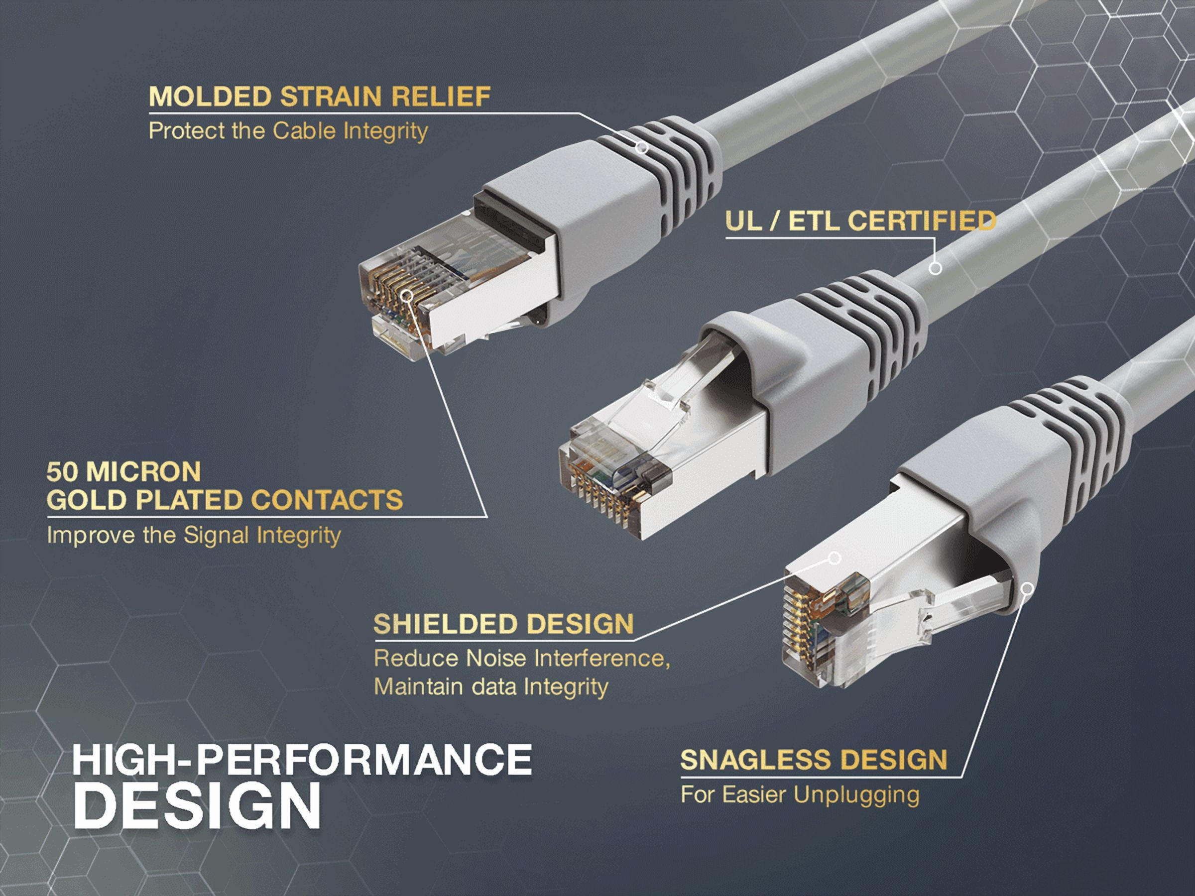 Cable Leader 25ft Cat6 Shielded Ethernet Network Patch Cable STP Snagless 24AWG Bare Copper, Gray