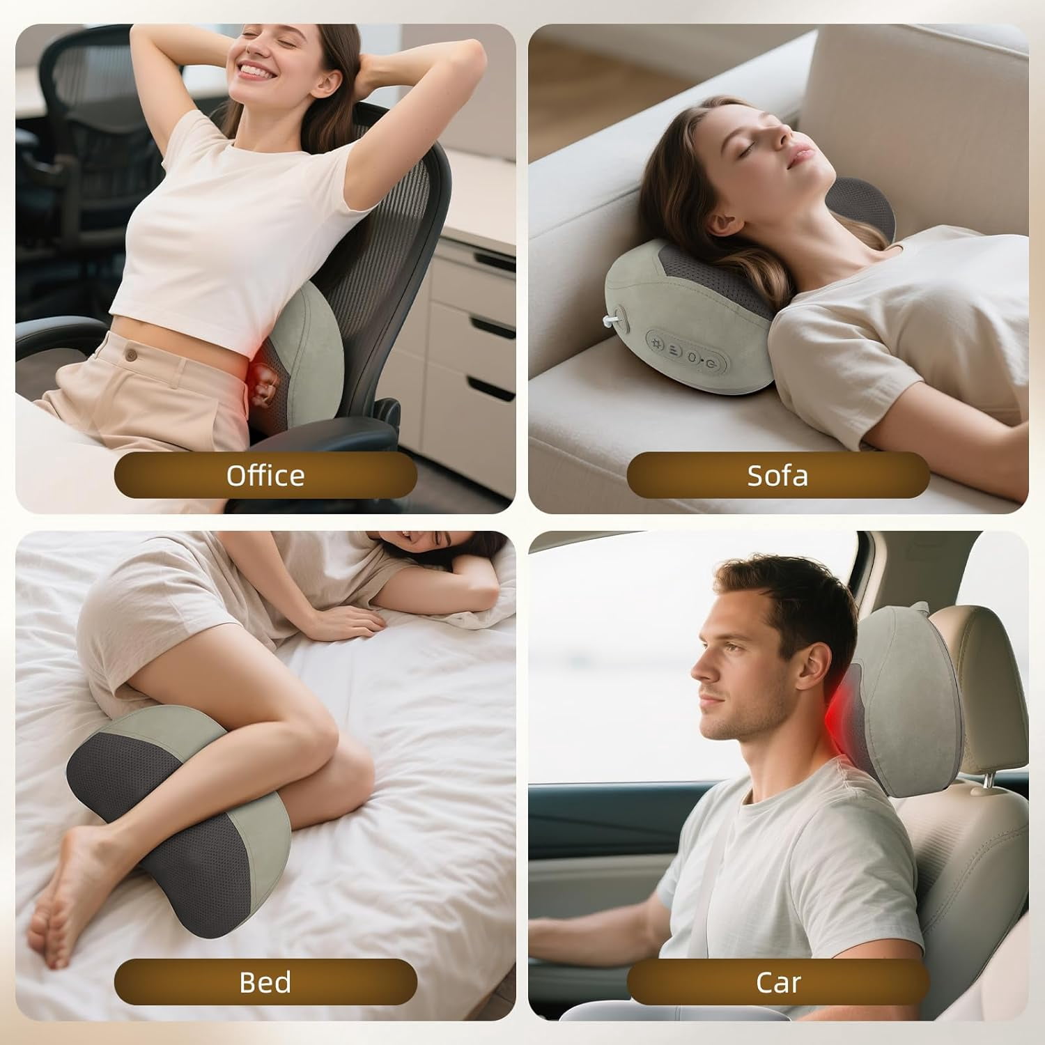 Shiatsu Back Massager with Heat, Neck Pillow for Pain Relief, Shoulder and Lumbar Support Cushion, Cervical Massage Pad for Sciatica Relief, Electric Deep Tissue Body Massager, Christmas Gifts
