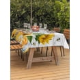 thumbnail image 3 of Outdoor Tablecloth with Umbrella Hole for Patio/Picnic/Party/Camping, Yellow Sunflowers Waterproof Table Cloth Rectangle Table Cover Washable, Elegant Pastoral Floral Watercolor Wooden (52"x 70"), 3 of 8