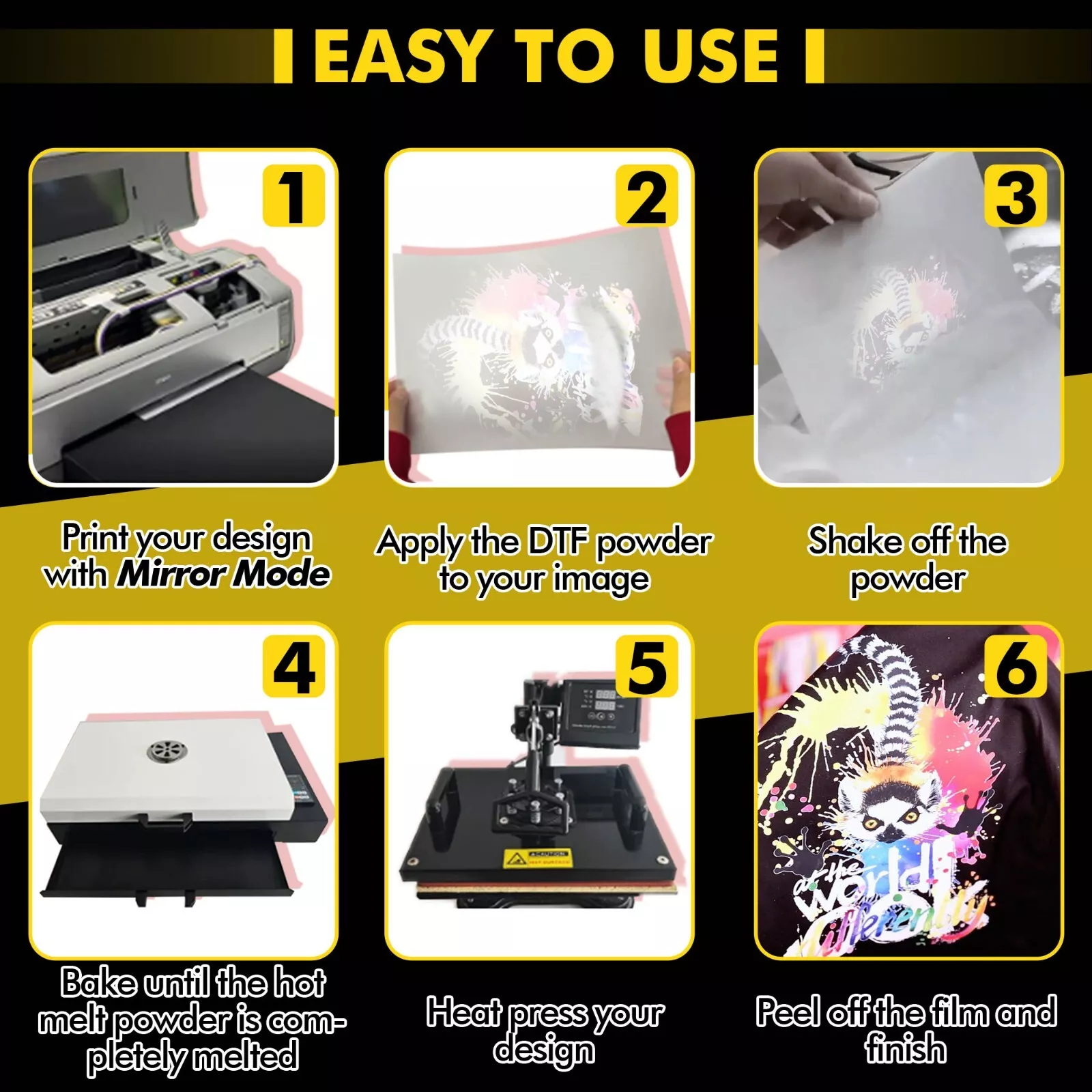 A-SUB DTF Starter Kit for Sublimation, 30 Ct DTF Transfer Film A4 + 1.1lb DTF Powder White + Sublimation Heat Transfer Tape