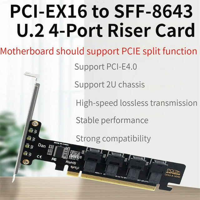 ziyahi PCIE to U.2 NVME Adapter Converter with High-speed Lossless Transmission for PCIE Separation on PCIE Slots