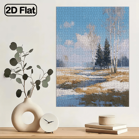 (1000pcs) Adult Jigsaw Puzzle, with Snow Creek Birch Forest Design - Scratch-Resistant, Challenging, Suitable for Adults, Family Entertainment, Home Decoration, And Gift Ideas for Challenging Th