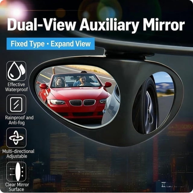Espejo retrovisor para punto ciego | Accesorio de espejo retrovisor giratorio de 360 grados | Cristal HD para una visión clara | Montaje adhesivo para una fácil instalación