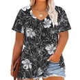 thumbnail image 3 of JTZGDY Plus Size Womens Summer Tops Vintage Printed Short Sleeve Round Neck Graphic T-Shirts Loose Fit Blouses Trendy Oversized Soft Cotton Tees Multicolor#09 XXXXXL, 3 of 6