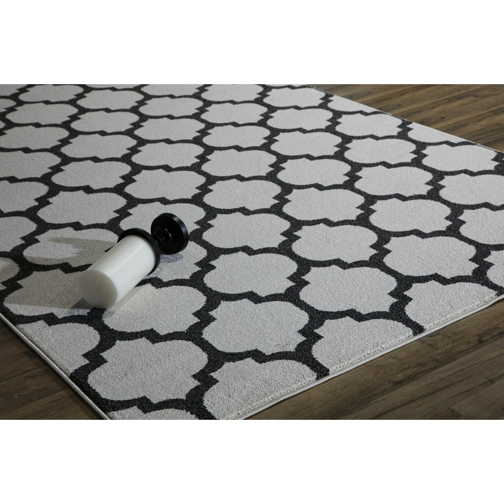 Rugs America Brooklyn Collection Ivory Black BK100I Contemporary Geometric Area Rug 2'3"x7'10