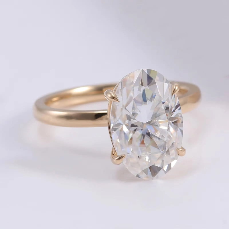 solitaire jewels 3.75CT Oval Moissanite Solitaire Engagement Ring For Women, 14K Yellow Gold