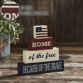thumbnail image 5 of VHC Brands Patriotic Home Of The Free Wooden Block Stack 8x8x1.25, Independence Day Decor, Flag on on Red, White and Blue Block Stack, Printed Tropical Wood Figurine, Rectangle Shape, Creme, 5 of 6