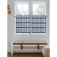 thumbnail image 2 of Bohemia 2 Panel Kitchen Curtains for Small Windows, Minimalist Geometric Pattern Abstract Dark Blue Bathroom Tier Curtain, Short Window Treatment for Bedroom/Living Room 55"x24", 2 of 6