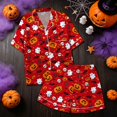 thumbnail image 2 of Halloween Pajamas Halloween Pumpkin Print Plus Size Button Nightwear Pajamas for Women Set, 2 of 3