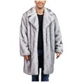 thumbnail image 2 of Donemore Men's Winter Faux Fur Long Coat Jacket Warm Turn-Down Collar Solid Color Casual Fashion Outerwear for Daily and Party Use, 2 of 9