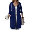 thumbnail image 2 of Karoyedx Oversized Hoodies for Women Women's Zip Up Hoodies Long Sleeve Long Tunic Sweatshirts Oversized Fleece Casual 2025 Fall Jacket Coat with Pocket Navy Size,S, 2 of 4