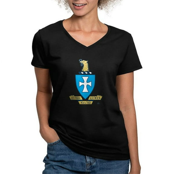 CafePress - Sigma Chi Coat Of Arms Colored T Shirt - Women's V-Neck Dark T-Shirt