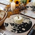 thumbnail image 5 of Halloween Round Placemats Set of 4 Castle Haunted House Witch Place Mats Washable Woven Placemat Pumpkin Bat Linen Circle Braided Table Mat for Kitchen Dining Table Holiday Party Home Decor 15 Inch, 5 of 9