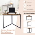 thumbnail image 5 of VECELO 23.4" Small Corner Table, Space Saving Triangle Vanity Desk, Computer Desk with Sturdy Steel Frame, Brown, 5 of 9