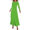 thumbnail image 1 of WTXUE Robes Maxi, Robe Maxi Trapèze à Manches Longues à Col Rond, Robe Longue Bohème Décontractée à Fleurs Ample Unie pour Femme Grande Taille, Taille g, 1 of 5