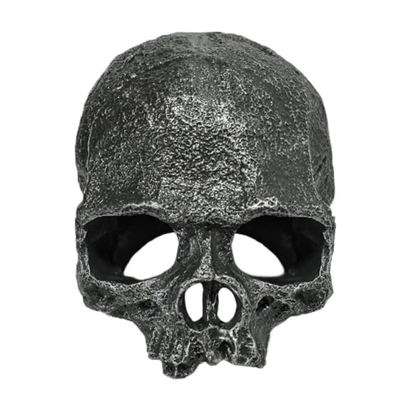Resin Reptile Hideout for Tank Realistic Skull Decor for Terrarium Decorative Skeleton Head Hides and Caves for Fish Ball Python Axolotl Tarantula Black