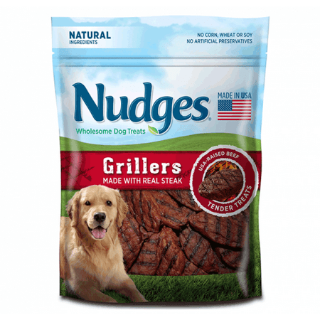 4 Porterhouse Steaks - Nudges Grillers Dog Treats, Made With Real Steak, 5 Oz