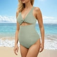 thumbnail image 2 of Duqingm Maternity Swimsuits for Women Maternity One Piece Swimsuit Scoop Neck Pregnancy Bathing Suit for Women Wide Straps Criss Back Tie Ribbed Green,S, 2 of 7