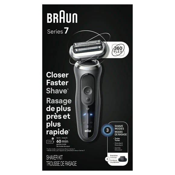 Rasoir électrique Braun pour hommes, Series 7 7120s, rasage sur la peau sèche et mouillée, modes de rasage turbo et en douceur, rasoir à grille étanche, conçu en Allemagne, avec tondeuse de précision,