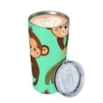 thumbnail image 3 of Kll Monkeys Swinging From Palms Stainless Steel Vacuum Insulated Coffee Cup 20 Oz Insulated Travel Mug Water Cup With Leak-Proof Straw Lid & Flip Lid,1 Metal Straws,1 Cleaning Brush, 3 of 8