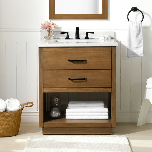 Ove Decors Carran Single Sink Bathroom Vanity Wax Pine 22in X 30in 34 49in Com Ove Decors Carran Single Sink Bathroom, 30 Inch Bamboo Bathroom Vanity