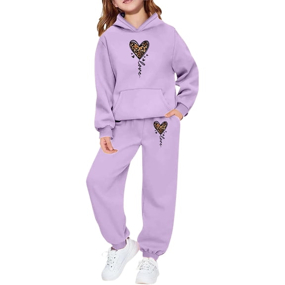 Kcolen 2 Piece Jogger Set for Girls Size 7 Trendy Hoodie and Pants Outfit Tracksuit Kids Girls Outfits Set