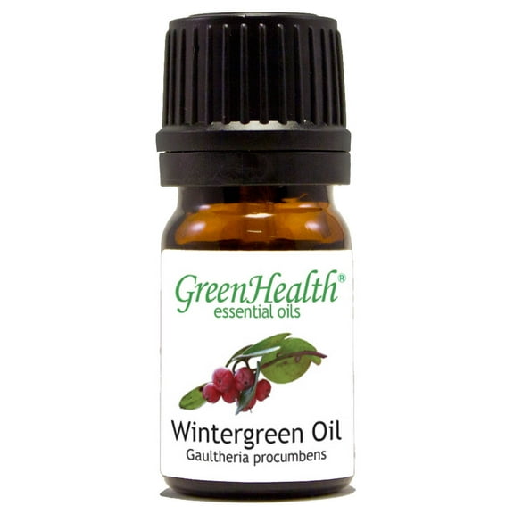 Wintergreen Essential Oil - 1/6 fl oz (5 ml) Glass Bottle w/ Euro Dropper - 100% Pure Essential Oil by GreenHealth - Now with Child Resistant Cap