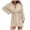 Beige, variant on Satin Covered Nights Romper Dress for Women Long Sleeve Button Down Collared Empire Waist Shirt Dress