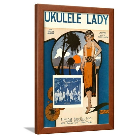 Campbell Art Deco Print - Ukulele Lady, Sheet Music, Art Deco Framed Print Wall Art
