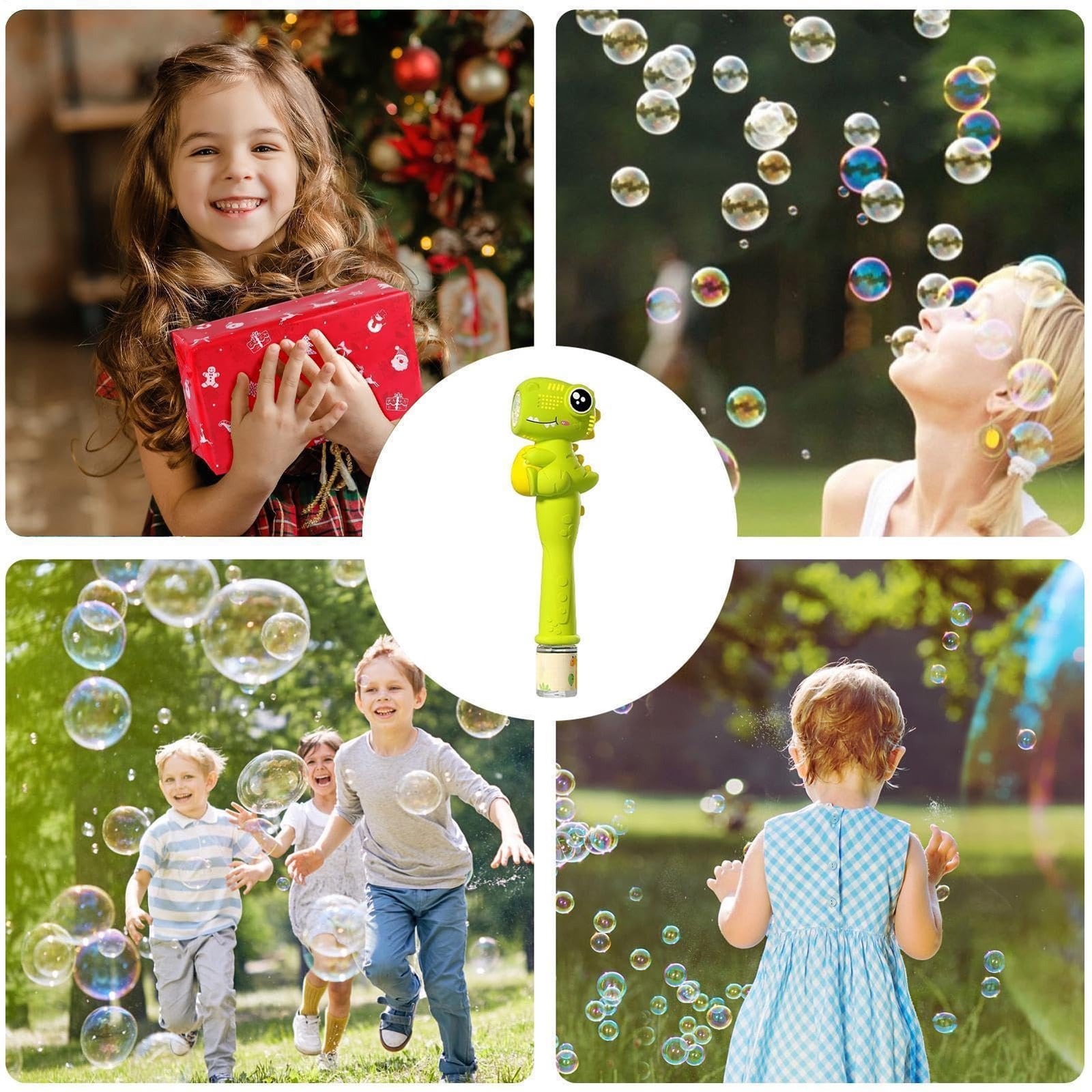 Dinosaur Bubble Wand with LED Light & Sound, 11.6” Automatic Bubble Blower , Portable Dinosaur Bubble Machine , Outdoor Summer Party Favors & Birthday Gifts