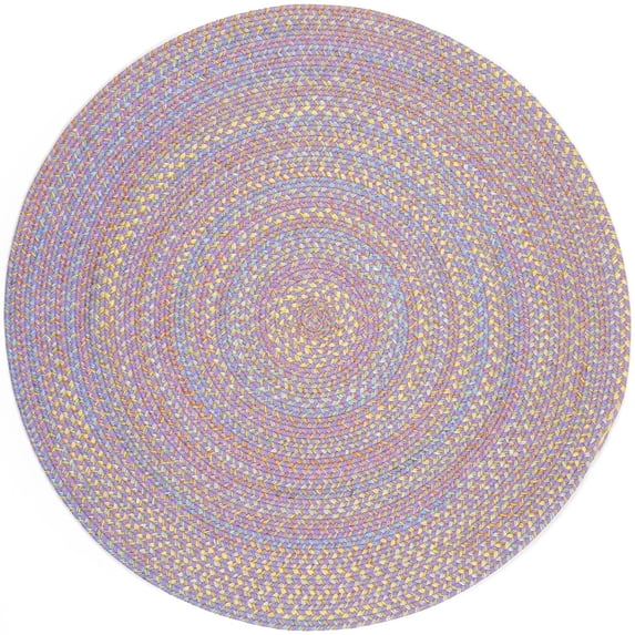 Purple Rug Braided Design 4-Foot Round Soft Kids/Nursery Carpet
