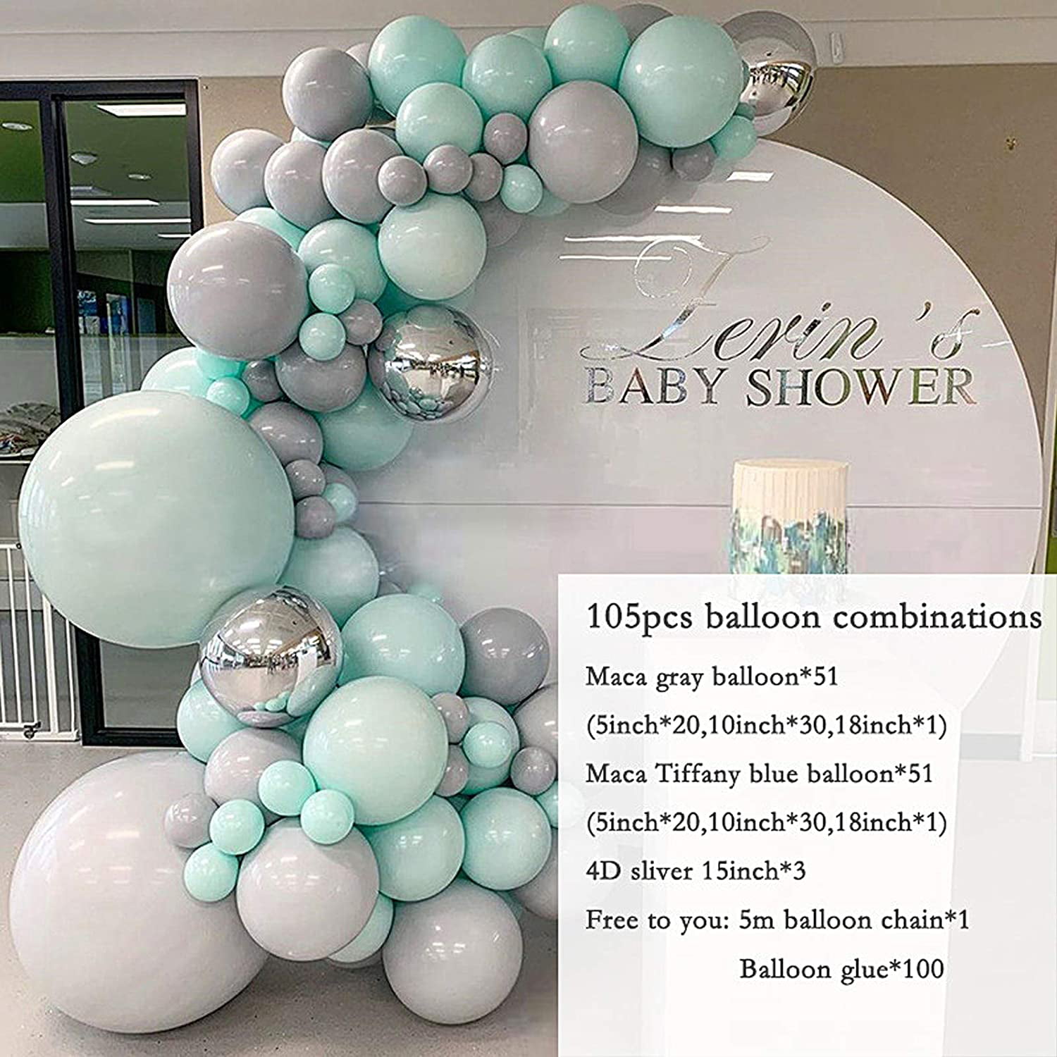 105pcs Balloon Garland Arch Kit for Baby Shower Wedding Birthday Party Pump FREE