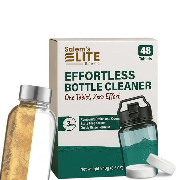 Salem's Elite Water Bottle Cleaning Tablets- Clean Stainless Steel, Tumblers, Thermos, Reusable Water Bottles, Baby Bottles and Sports Bottle 48 Effervescent Cleaner Tablets