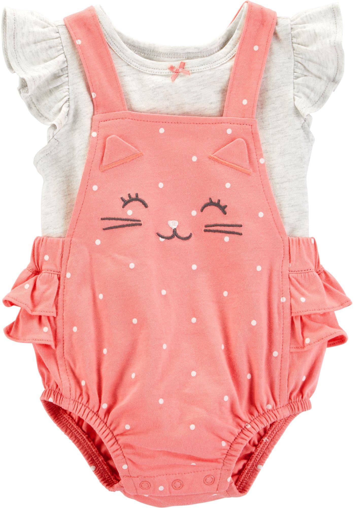 Carters Baby Girls One Piece Cat Romper
