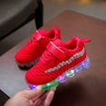 thumbnail image 5 of UTTOASFAY Toddler Shoes Toddler Baby Girls Boys Led Glow Breathable Shoes Kids Flying Knit Sequins Sneakers Red 2.5-3 Year, 5 of 9