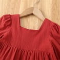 thumbnail image 5 of XXWXYD Little Girls Dress Long Sleeve Square Neck Solid Multi Tier A Line Big Swing Dresses Fall Spring Casual Church Par𝗍y Princess Flared Gown 2 to 7 Years Formal, 5 of 6